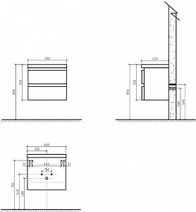 Тумба-умывальник подвесная BelBagno ENERGIA-N 60 Bianco Lucido ENERGIA-N-600-2C-SO-BL+EA-600-LVB, 2