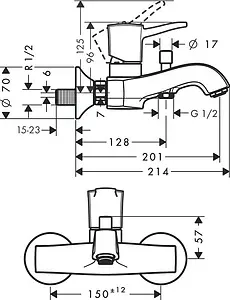 Смеситель для ванны Hansgrohe Metropol Classic хром/золото 31340090 Смеситель для ванны Hansgrohe Metropol Classic хром/золото 31340090, 2