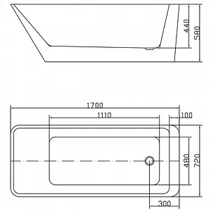 Ванна акриловая отдельностоящая Swedbe Vita 170x72 8811, 2