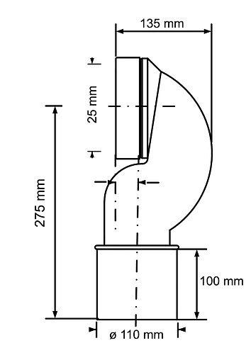 Патрубок для унитаза Mc Alpine 90° MRWC15P