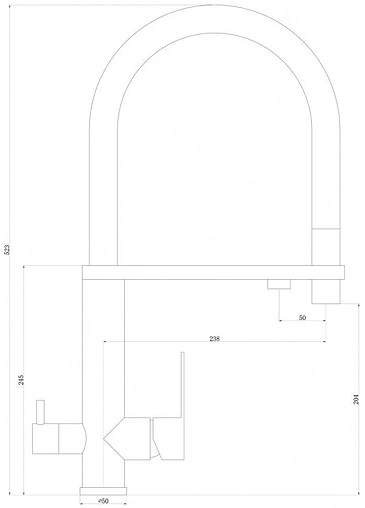 Смеситель для кухни с подключением к фильтру и выдвижным изливом Swedbe Selene Plus нержавеющая сталь/чёрный 8440