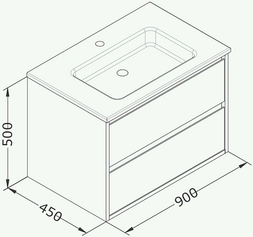 Тумба-умывальник подвесная ISVEA Pro 90 антрацит 21MGS019090I+10SL50091SV