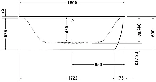 Ванна акриловая Duravit Darling New 190x90 L 700246000000000