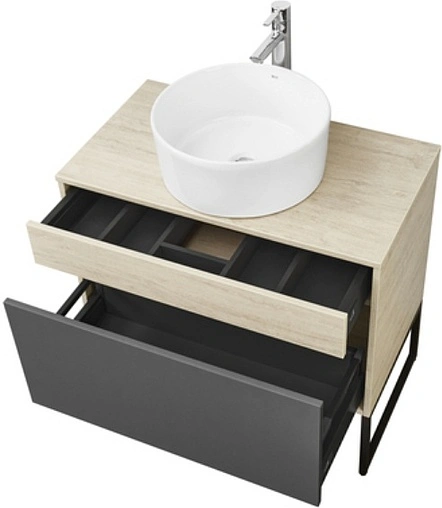 Тумба-умывальник подвесная Aquaton Лофт Урбан 80 графит/орегон 1A2476K3LQX60