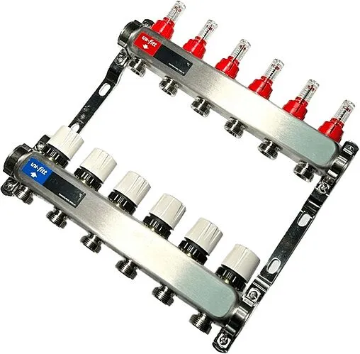 Группа коллекторная с расходомерами 5 отводов 1&quot;в/в x ¾&quot;ек Uni-fitt TECHNO 450W4305