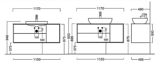 Тумба под умывальник подвесная Kerama Marazzi Plaza Modern 120 белый/дуб Орегон PLB.M.120.3\OAK.O