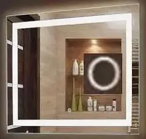 Зеркало с подсветкой Continent Rimini Led 120x80 с линзой, с музыкальным блоком, с подогревом белый, 1