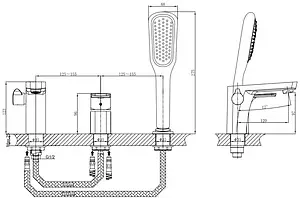 Смеситель на борт ванны на 3 отверстия D&K Berlin Tourto золото DA1434903 Смеситель на борт ванны на 3 отверстия D&K Berlin Tourto золото DA1434903, 2