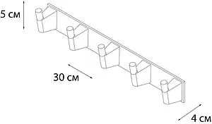 Планка с 5-ю крючками Fixsen Trend чёрный матовый FX-97805-5 Планка с 5-ю крючками Fixsen Trend чёрный матовый FX-97805-5, 2
