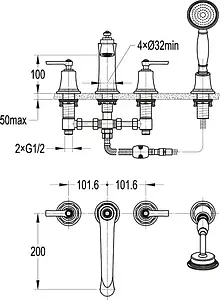 Смеситель на борт ванны на 4 отверстия Cezares Liberty хром/белый LIBERTY-F-BVD4-01 Смеситель на борт ванны на 4 отверстия Cezares Liberty хром/белый LIBERTY-F-BVD4-01, 2