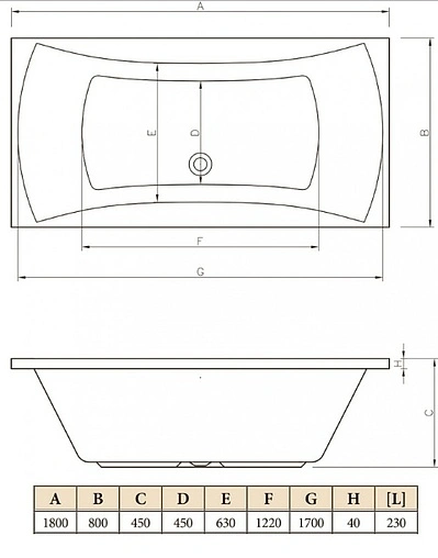 Ванна акриловая C-bath Talia 180x80 CBQ004002