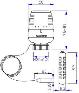 Головка термостатическая с выносным настенным датчиком М30x1.5 Valtec белый VT.5010.0.0 Головка термостатическая с выносным настенным датчиком М30x1.5 Valtec белый VT.5010.0.0, 2
