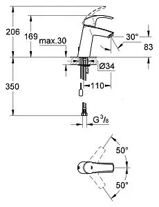 Смеситель для раковины Grohe Eurosmart хром 23323001 Смеситель для раковины Grohe Eurosmart хром 23323001, 2