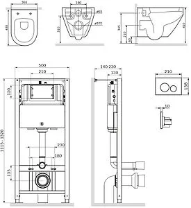 Комплект 6 в 1 Am.Pm Spirit 2.0 FlashClean IS49038.701700MB с кнопкой черный матовый, 2
