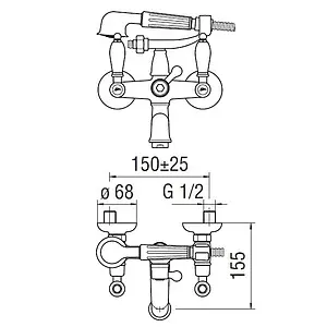 Смеситель для ванны Nobili Antica бронза/белый AT31001BR, 2