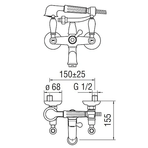 Смеситель для ванны Nobili Antica бронза/белый AT31001BR