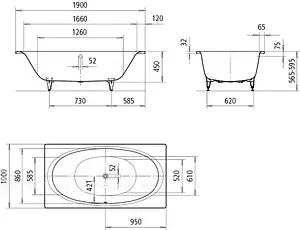 Ванна стальная Kaldewei Ellipso Duo 190x100 mod. 230 anti-slip белый 286030000001 Ванна стальная Kaldewei Ellipso Duo 190x100 mod. 230 anti-slip белый 286030000001, 2