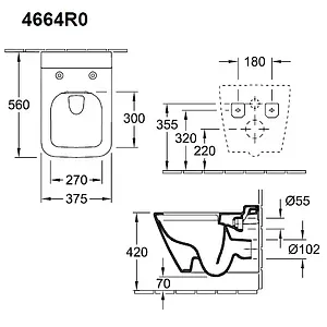 Унитаз подвесной безободковый Villeroy&Boch Finion CeramicPlus белый 4664R0R1, 2