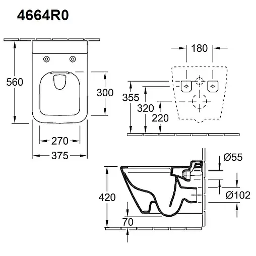 Унитаз подвесной безободковый Villeroy&amp;Boch Finion CeramicPlus белый 4664R0R1