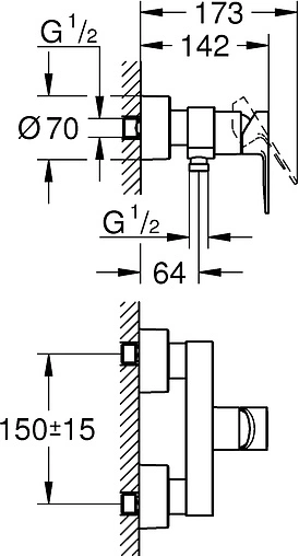Смеситель для душа Grohe Lineare полированная сталь 33865DC1
