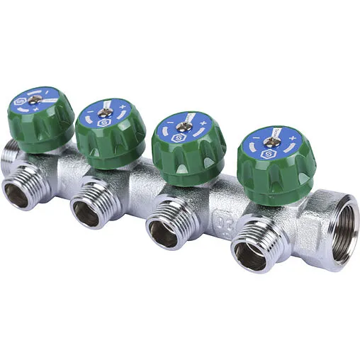 Коллектор регулирующий проходной 4 отвода ¾&quot;в/н x ½&quot;н Stout SMB-6849-341204