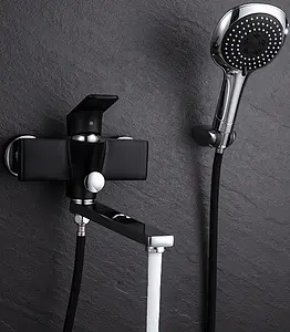 Смеситель для ванны с длинным изливом D&K Berlin Technische чёрный/хром DA1433315, 4