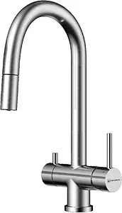 Смеситель для кухни с подключением к фильтру и выдвижным изливом Omoikiri Akita-S-BN нержавеющая сталь 4994302, 1