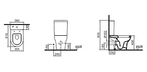Унитаз-компакт VitrA Zentrum Open-Back белый 9012B003-7203 Унитаз-компакт VitrA Zentrum Open-Back белый 9012B003-7203, 2