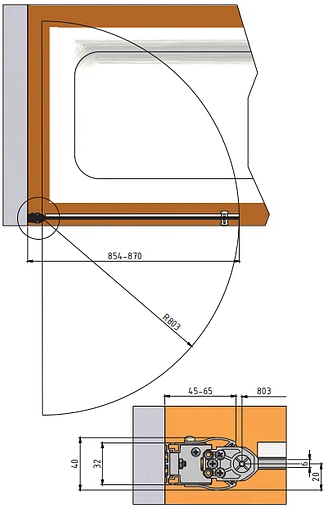 Шторка на ванну 850мм прозрачное стекло Roltechnik SWING/850 657-8500000-00-02