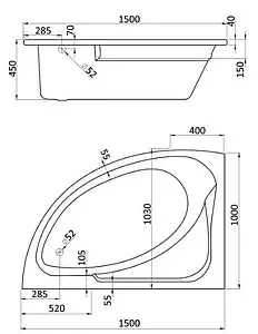 Ванна акриловая Santek Гоа 150x100 L 1WH112033 Ванна акриловая Santek Гоа 150x100 L 1WH112033, 2