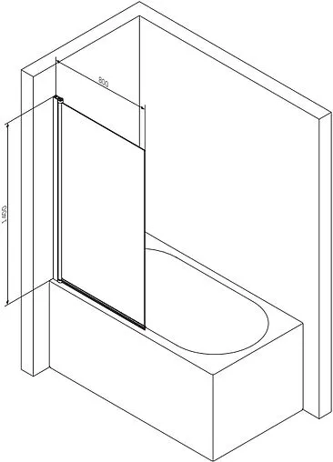 Шторка на ванну 800мм прозрачное стекло Am.Pm Gem 80 W90BS-D080-140CT