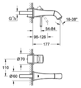 Смеситель для раковины из стены Grohe Grandera хром 19929000, 2