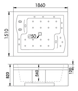 Ванна акриловая с гидромассажем Gemy 186x151 L G9052 II K L Ванна акриловая с гидромассажем Gemy 186x151 L G9052 II K L, 2
