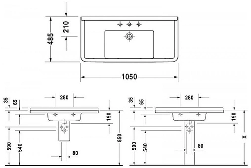 Раковина Duravit Starck 3 105 белый 0304100000