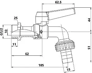 Кран шаровый со штуцером ½"н Bugatti Alaska 06890081, 2