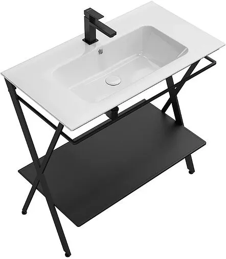 Консоль с умывальником напольная Kerama Marazzi Piano Next 85 чёрный PIA.N.85\BLK+PI.wb.85