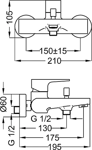 Смеситель для ванны Cezares Stella хром STELLA-VM-01-Cr