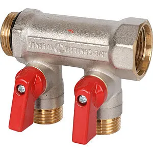 Коллектор запорный проходной 2 отвода красный ¾"в/н x ½"н Stout SMB 6210 341202 Коллектор запорный проходной 2 отвода красный ¾"в/н x ½"н Stout SMB 6210 341202, 1