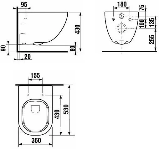 Унитаз подвесной безободковый Laufen Basal Combipack Rimless белый 8.66E1.0.000.000.1