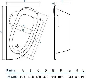 Ванна акриловая Koller Pool Karina 150х100 L Ванна акриловая Koller Pool Karina 150х100 L, 2