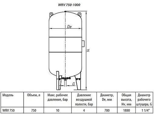 Расширительный бак Uni-Fitt 750л 5 бар WRV750-U