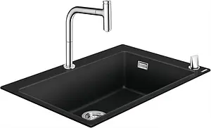 Мойка кухонная с встроенным смесителем Hansgrohe C51-F660-07 77x51 черный 43218000 Мойка кухонная с встроенным смесителем Hansgrohe C51-F660-07 77x51 черный 43218000, 1