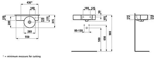 Раковина Laufen Val 55 R белый 8.1528.4.000.106.1