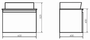 Тумба-умывальник подвесная Comforty Эдинбург 60 бетон светлый/чёрный 00-00001928CF, 2