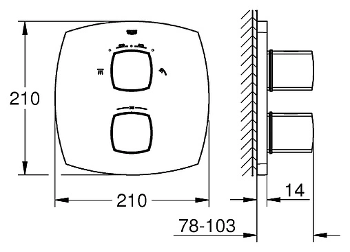 Термостат для 2 потребителей Grohe Grandera хром/золото 19937IG0