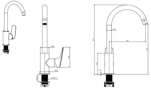 Смеситель для кухни Aquatek Вега чёрный матовый AQ1082MB