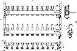 Группа коллекторная с расходомерами 10 отводов 1&quot;в/в x ¾&quot;ек Valtec VTc.579.EMNX.0610, 2