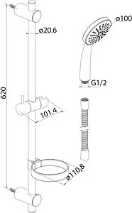 Душевая стойка Damixa Space Zero хром 760100111 Душевая стойка Damixa Space Zero хром 760100111, 2