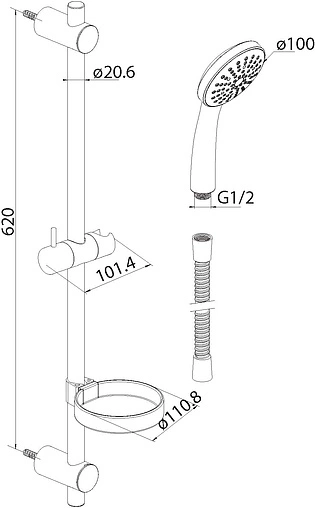 Душевая стойка Damixa Space Zero хром 760100111