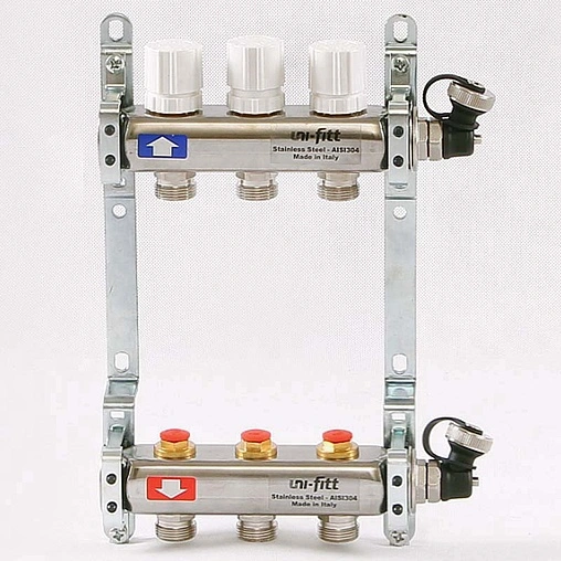 Группа коллекторная распределительная 3 отвода 1&quot;в/в x ¾&quot;ек Uni-fitt 451I4303